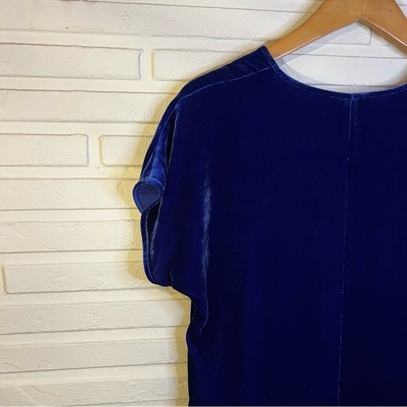 Eileen Fisher Blue Velvet Silk Blend V-Neck Top, Women’s Size Extra Small - Picture 4 of 6